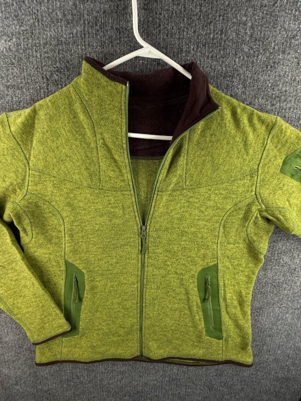 Arc’teryx Jacket Women XL Green Fleece Full Zip Polartec Hiking Gorp Zip Pockets